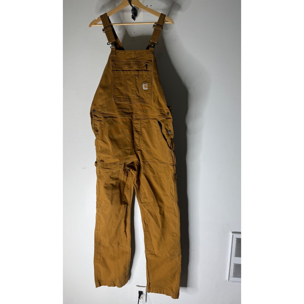 Carhartt Crawford Bib Overalls Brown Duck Canvas Loose Fit OR2438-W Womens L T